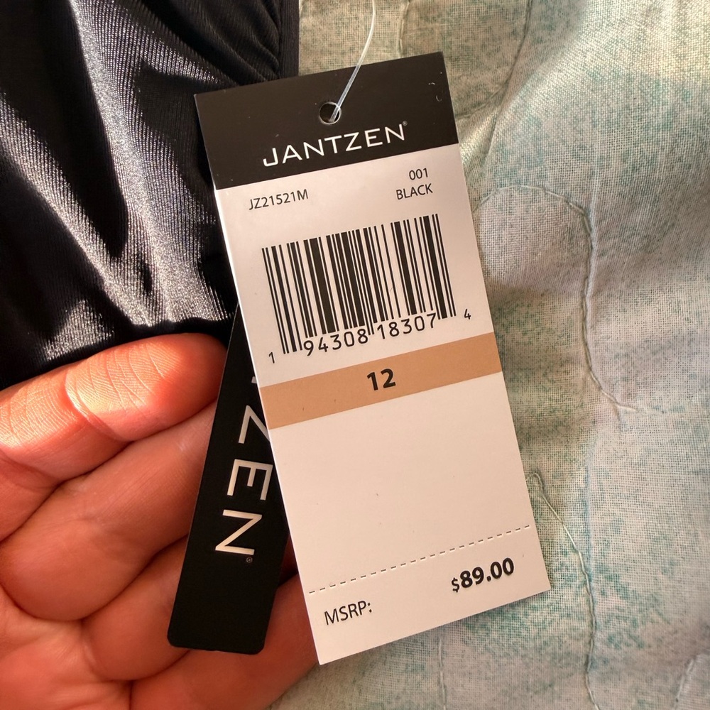 NWT Jantzen Black One-Piece Swimsuit in Size 12 - Picture 3 of 7